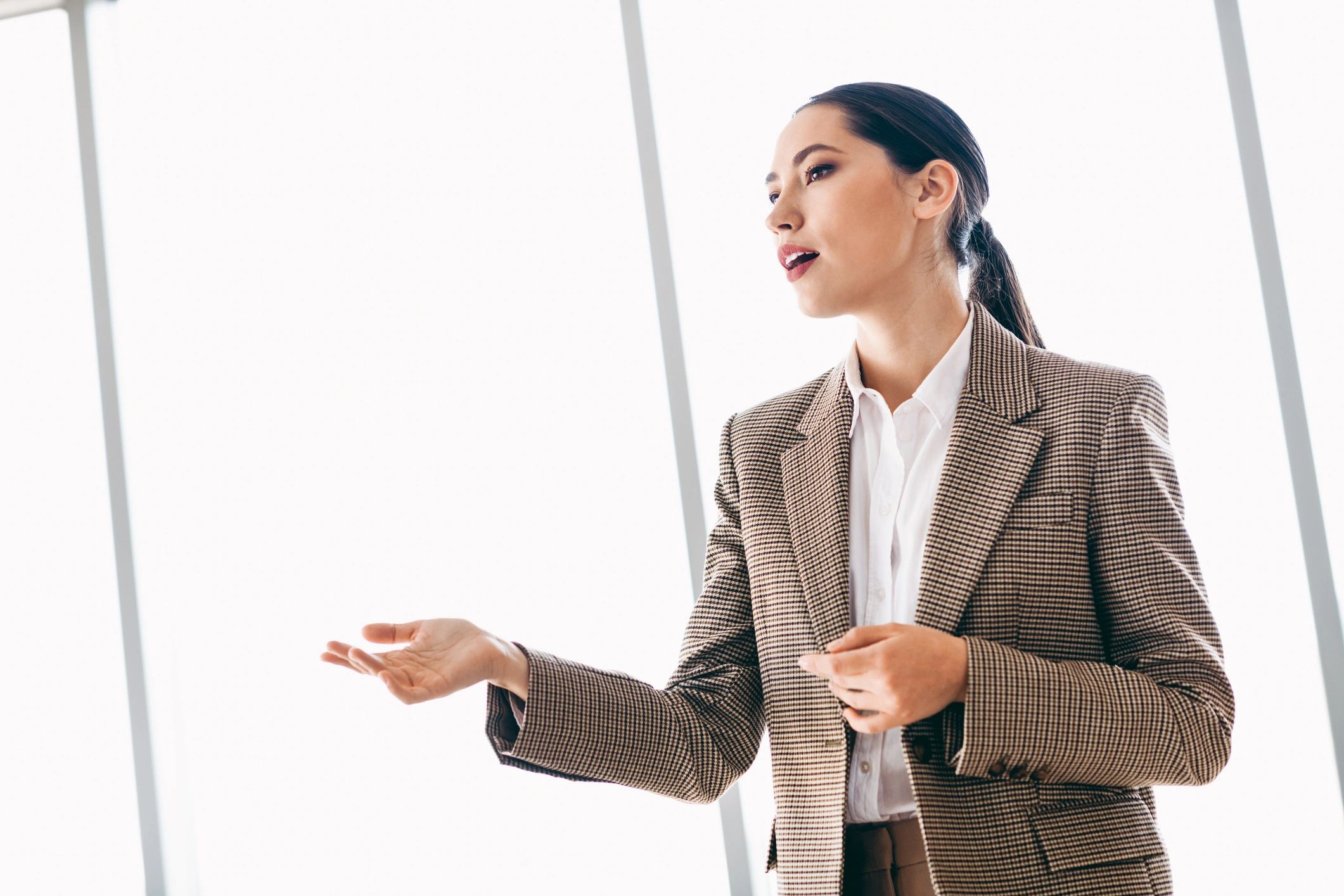 confident businesswoman speaking